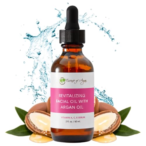 Essence of Argan Vitamin Serum for Face Revitalizing Serum Oil for Dry Skin with Vitamins A C E and Bs Argan Oil and Rosa Mosqueta Rejuvenating and Hydrating Skin Care for Women 2 fl oz60 ml